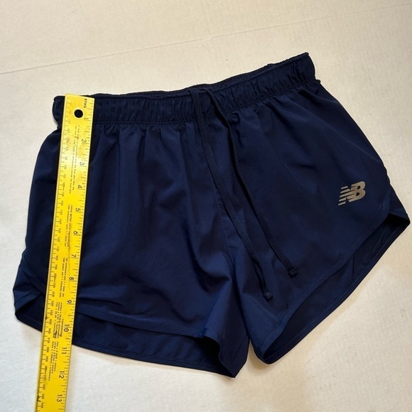 New Balance running lined athletic shorts in navy blue with grey logo Sz-XS H12 - Picture 9 of 10